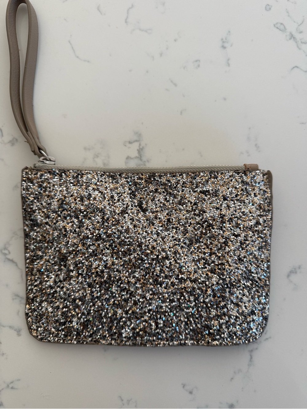 Old Navy Silver Glitter Wristlet Clutch